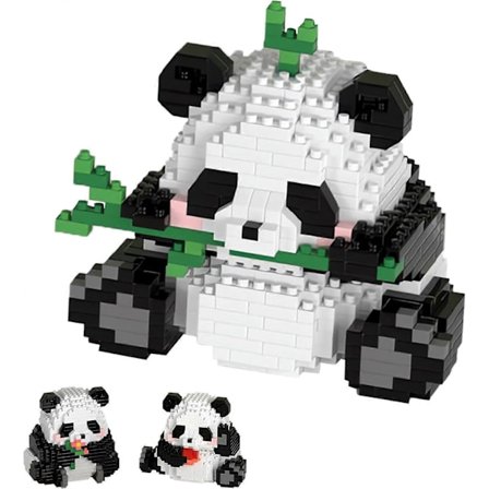 Panda Mini Byggeklosser Sett, Panda Søte Dyr Byggesett, Gave til Voksne og Barn, Mikro Byggeklosser Sett