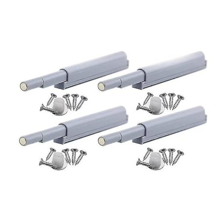Magnetiske dørlåse med trykfunktion til skabe, montrer, tryk for at åbne/lukke døren med et enkelt tryk (4 stk.) Jskee