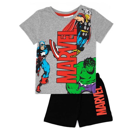 Marvel Boys Superhero Short Pyjamas Set 7-8 år Grå/Svart