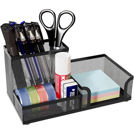 Kontornett Skrivebordsorganisering Allsidig Kontorrekvisitaoppbevaring Skrivebord Sticky Note Organizer Penneholder, Svart