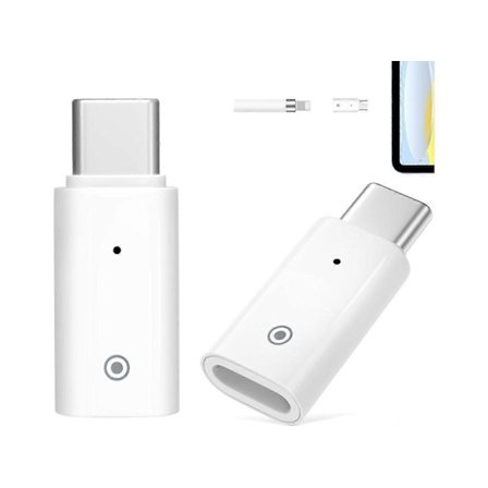 2-pack USB-C Laddningsadapter Kompatibel med Apple Pencil 1:a generationen, USB C till Apple Pencil Adapter, Hane USBC till Hona Laddningskontakt för 