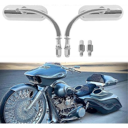 Svarta 8mm 10mm Motorcykel Mini Ovala Backspeglar kompatibla Dyna Softail Touring Sportster 883 1200 Electra Glide Cruisers Choppers
