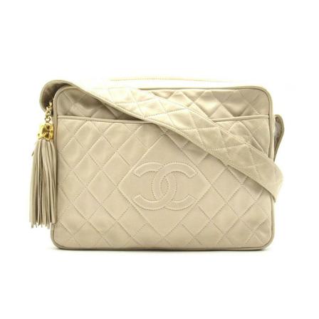 Chanel Vintage, Pre-owned CC Quilted Crossbody Bag Wit, Dames, Maat:ONE Size