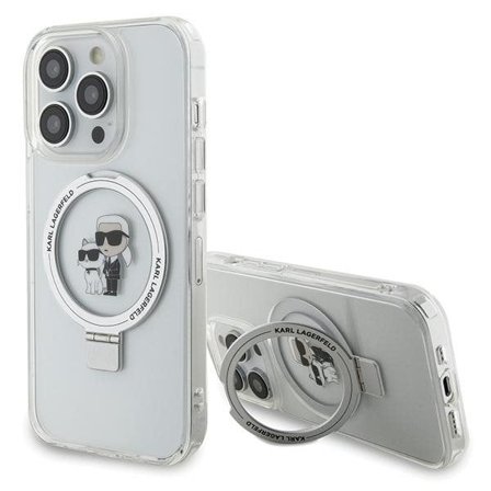 Karl Lagerfeld KLHMP14LHMRSKCH iPhone 14 Pro 6.1" White Hard Case Ring Stand Karl&Choupette MagSafe