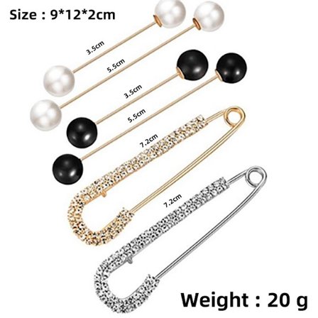 6 stk. Sweater Shawl Clips Retro Perle Broschenåle Krystal Cardigan Krave Klemme Kjole Skjorte Klemme til Ryg Cinch og Wa