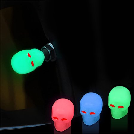 Nytt 4PCS Universal Fluorescerande Bildäck Ventil Caps Luminous Tire