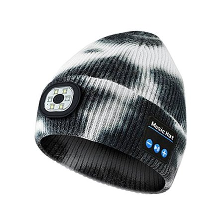 Led Bluetooth Mössa, 4 Led Trådlös Musik Löpar Pannlampa Mössa (Svart)