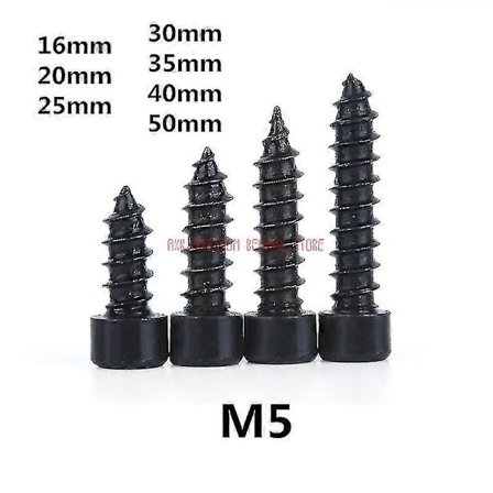 50 st M5 Kolstål Med Svart Sexkantshylsa Självgängande Skruv Modellskruv M5*(16/20/25/30/35/40/50) Mm_s
