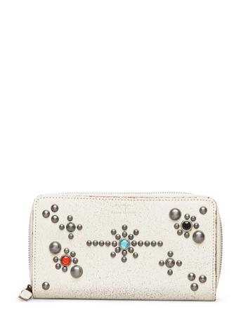 Studded Ds Lthr-Long Zip Wlt-Wlt-Sm Cream Polo Ralph Lauren