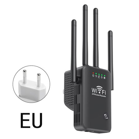 wifi-forlænger, trådløs wifi-signalforstærker 300 Mbps, WiFi-booster (sort)