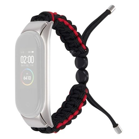 Xiaomi Mi Smart Band 6 / 5 nylon kiristysnauha kellon hihna - Musta / Punainen