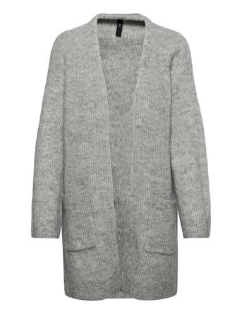 Yasalva Ls Long Knit Cardigan S, Strikkegenser Cardigan Grå YAS