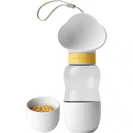 Bærbar Vannflaske for Hund, 350ml Reiseflaske for Hund med Matbeholder, Vannautomat for Valper, Lekkasjesikker Hundevannflaske