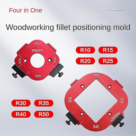 Aluminiumlegering Träbearbetning Filé R Vinkel Båge Vinkel Positioneringsmall Linjal 4-i-1 Träbearbetning Verktygssats Båge Stål Linjal -GSL