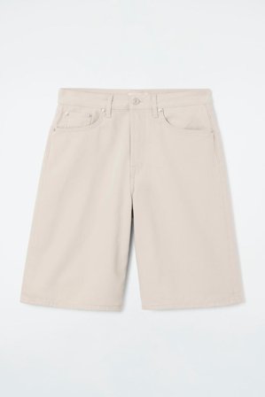 COS Women's Longline Denim Shorts in Beige