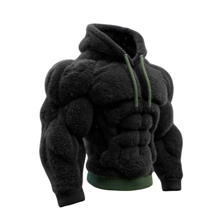 Hettegenser med muskeltrykk – Ensfarget mage-design hettegenser unisex *S*WY9511