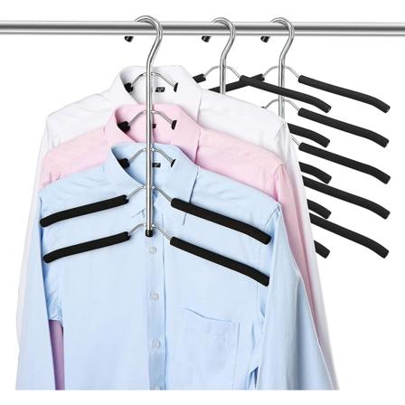 5 i 1 flerlags bøjle metal bøjle multi-lags og multifunktion bøjler Organizer med skridsikker svamp til jeans Nederdele T-shirts Bukser Tøj S
