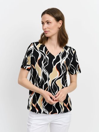 BRANDTEX - Kortærmet T-shirt - Sort Mix - Mønstret