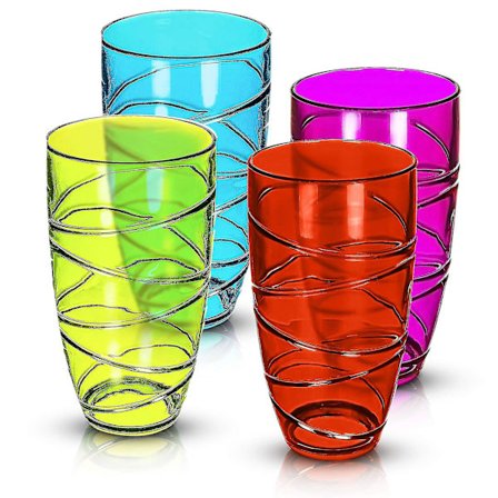 Sett med 4 farget virvelplast akryl drikke ball glass party camping hage