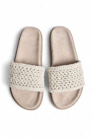 NA-KD Crochet Footbed Sliders - Lave sko - Beige - EU 36