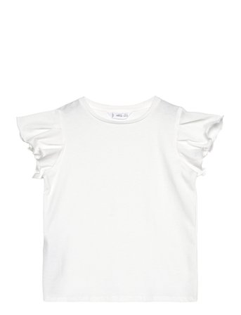 Short-Sleeved Ruffle T-Shirt White Mango
