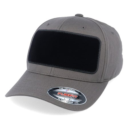 Hatstore - Šedá flexfit Kšiltovka - Velvet Patch Dark Grey Flexfit @ Hatstore