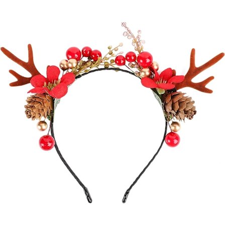 Jouluinen kukkapeuran pääpanta, hirven sarvet eläinpäähine hiuskoriste Halloween joulukukka sarvet hiuskoristeet naisille tytöille