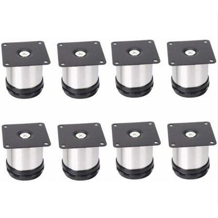 Sæt med 8 stk justerbare møbelben i rustfrit stål, justerbare 50 mm højde fortykkede skabsben Bordben Møbelben, børstet rustfrit stål, Adju