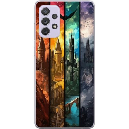 Kompatibel Mobilcover til Samsung Samsung Galaxy A52s 5G Fire magiske slotte i forskellige elementfarver, episk fantasykunst med ild vand luft og mør