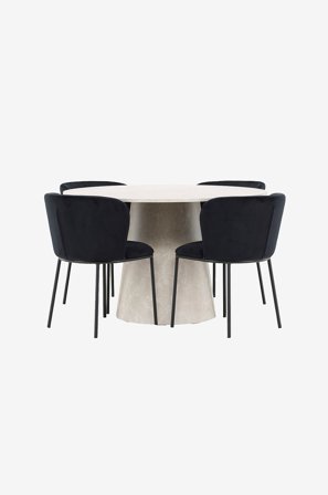 Venture Home - Spisebord Lanzo med Edina-stol - Svart - Spisegrupper - Fra Homeroom