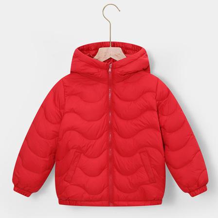 Flickor Full Zip Down Jackor Med Fickor Hood Neck Ytterkläder