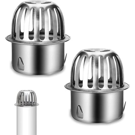 Sæt med 2 tagrenderiste i rustfrit stål til tagrender, nedløbsrør, bladfang, bladriste, bladfiltre til tagrør Ø 67 mm (FQ)