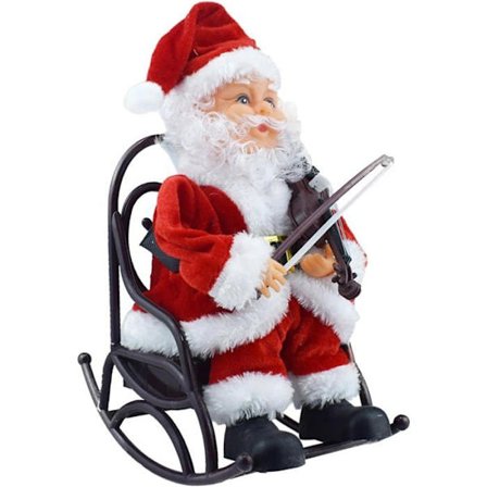 Elektrisk Musikaliskt Jultomte Ornament med Violin, Rolig Juldekoration för Hem och Skrivbord