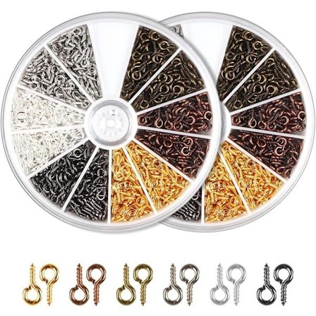 1200 stk. Skrueøjer Små Skrueøjer Stift Kroge Skrueøjer Mini Øjestifter Skruer til Smykkefremstilling DIY Håndværk 6 Farver (2