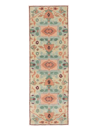 Precious 100X300 Small Beige/Multicolor Medallion Runner Wool Rug