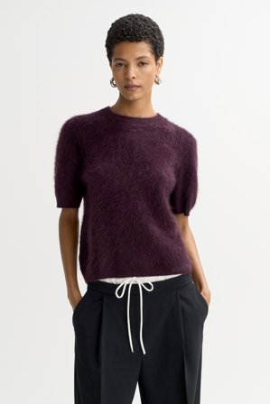 Soft Goat - Brushed short sleeve - Kaschmirpullover für Damen - M - Midnight Plum