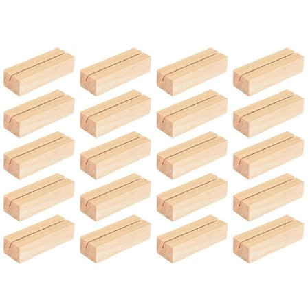 20 stk. bordkortholdere i tre, bordnummerholdere i tre, memoklemmer, kortholdere for skrivebord M (FMY)