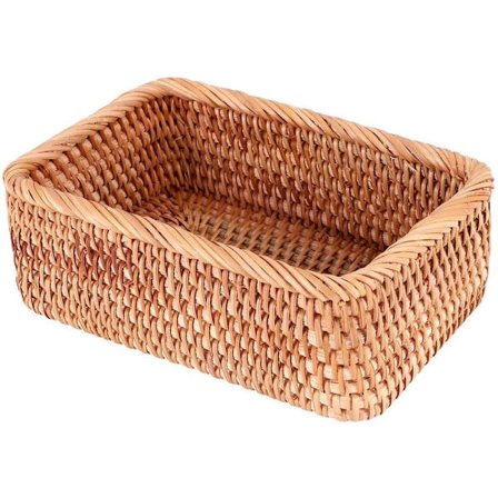 Käsinkudottu suorakaiteen muotoinen rottinkikori hedelmätee Joitakin pieniä makeisia Piknik Kosmetiikan säilytyslaatikko Keittiön kodin työkalut-S