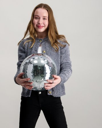 Creamie Cardigan Knit Glitter Gris Pulls Fille - Kids Brand Store