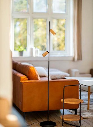 Decor double gulvlampe - sort/messing