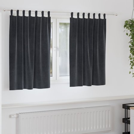 Mörkläggningsgardiner 2 pcs Mörkgrå 140 x 140 cm Sammet