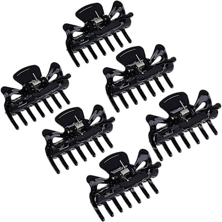 6 stk. Hårklemmer i plastik til kvinder, hårklemmer, hårnåle (sort)