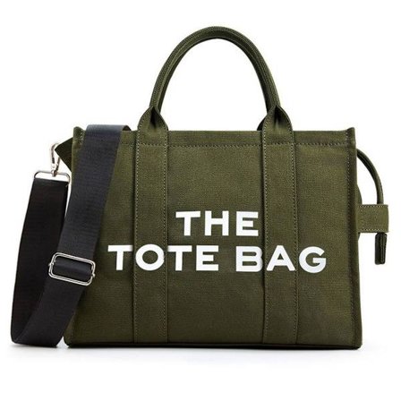 Canvas Tote Bag för kvinnor Resväska Handväska med Grön KLB