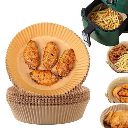Air Fryer Papir 100-pakning - 20cm Engangspapir for Airfryer Brun brun