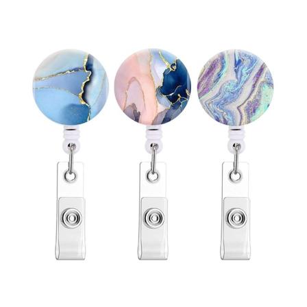 3 delar infällbar nyckelring Badge Hållare