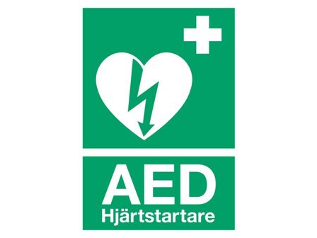 Klisteretikett A5 Hjärtstartare AED - Lyreco - Skyddsutrustning - Första Hjälpen - Hjärtstartare tillbehör
