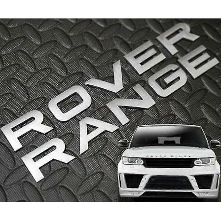 Mat sølv Range Rover front grill motorhjelm badge emblem motorhjelm og bagklap bogstaver badge (pakke med 2)