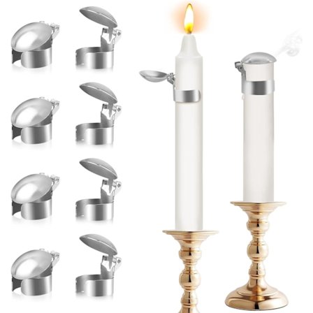Swedish Light Stopper Ring - 8 pcs Automatic Wick Extinguishing Kit with Storage Box (Silver)
