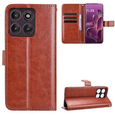 PU-läderfodral med rem och Crazy Horse-textur för Motorola Edge 60 Pro 5G