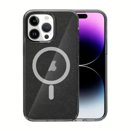 iPhone 15 Pro Mobilskal Glitter Magsafe - Svart